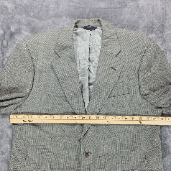 Brooks Brothers 346 Silk Wool Linen Blazer Mens 42 White Black Micro Houndstooth - Picture 7 of 10